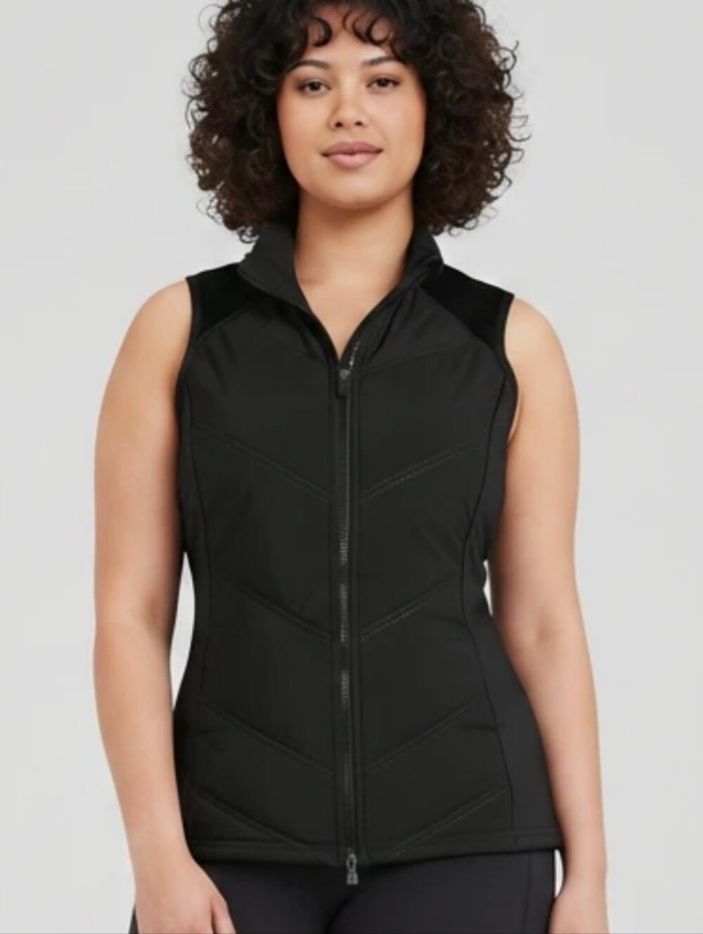 Avia Womens Plus Size Black Quilted Sleeveless Zip Vest Size 3X
